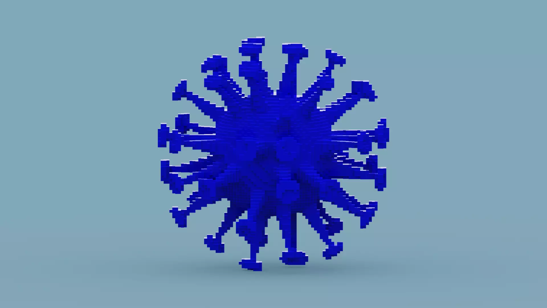Voxel Blue Virus Low-poly 3D model_0