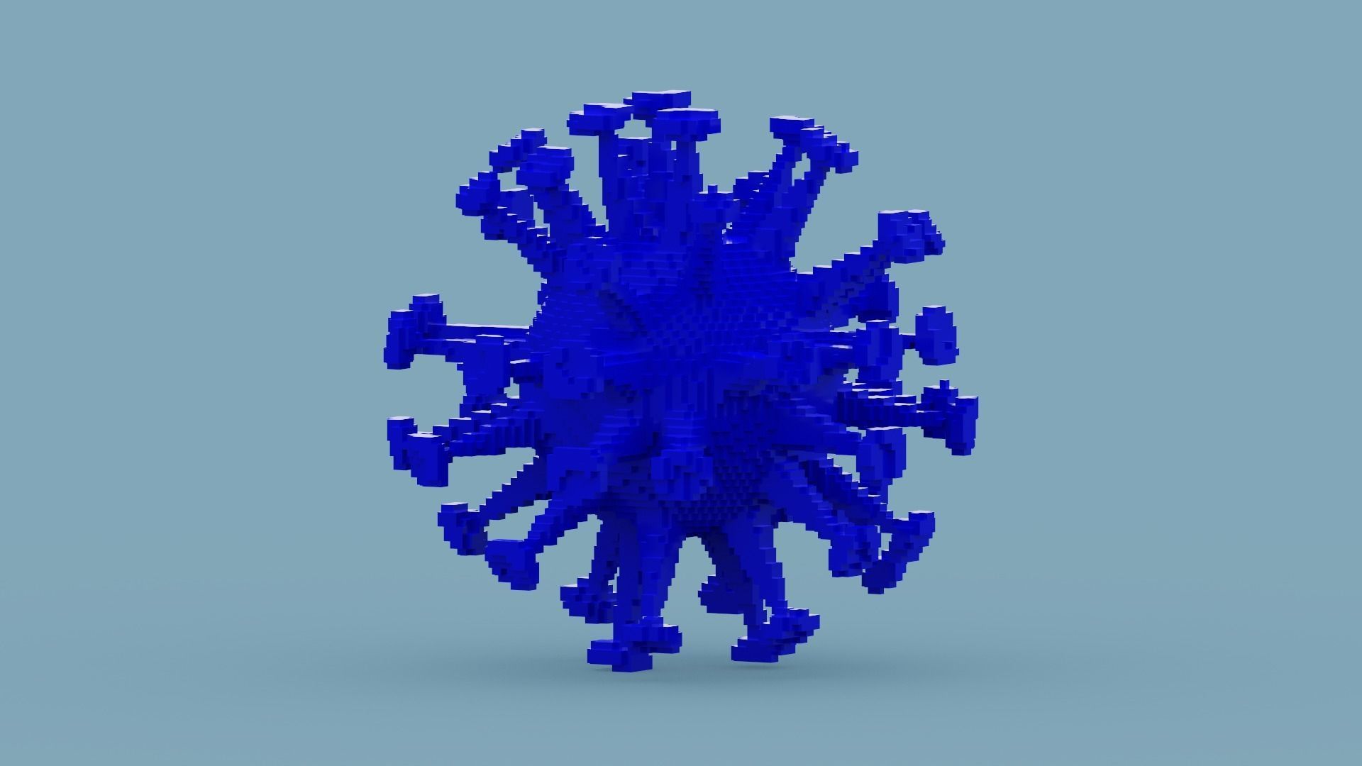 Voxel Blue Virus Low-poly 3D model_4