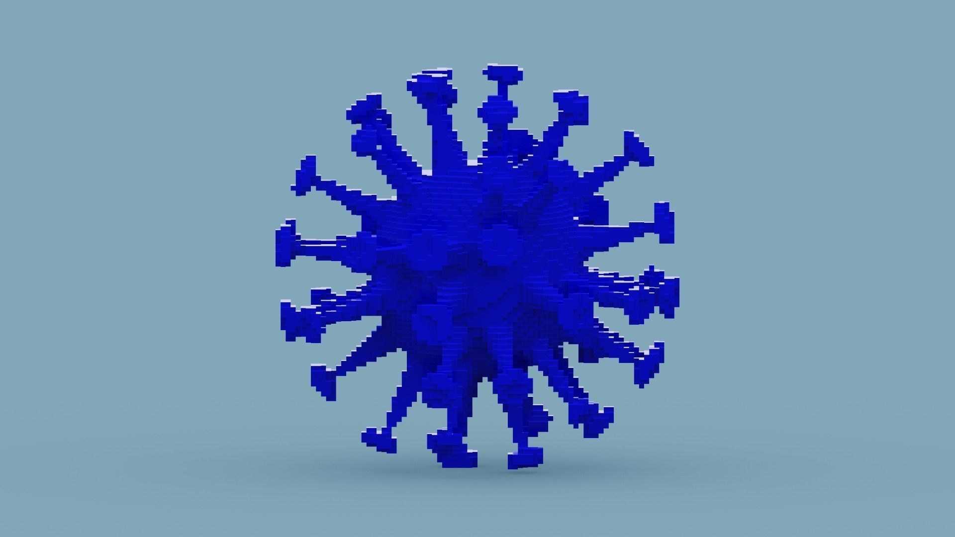 Voxel Blue Virus Low-poly 3D model_1