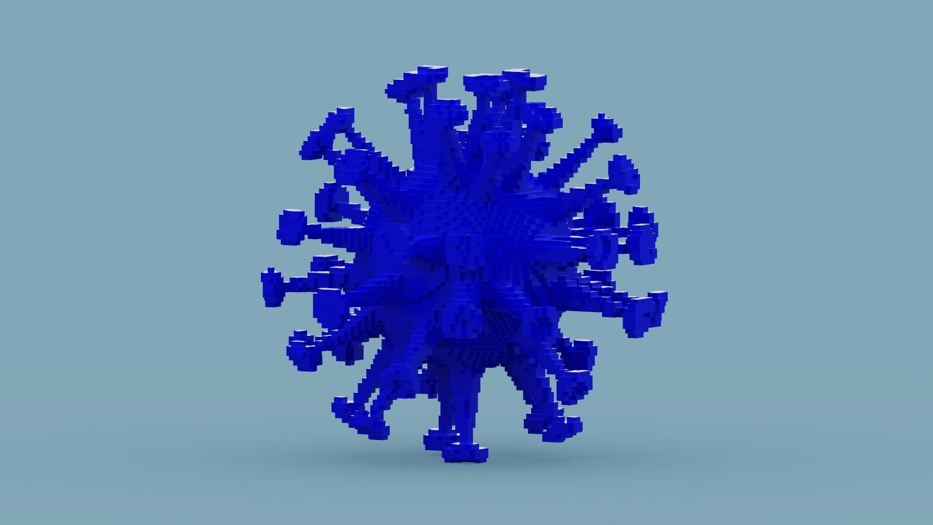 Voxel Blue Virus Low-poly 3D model_9