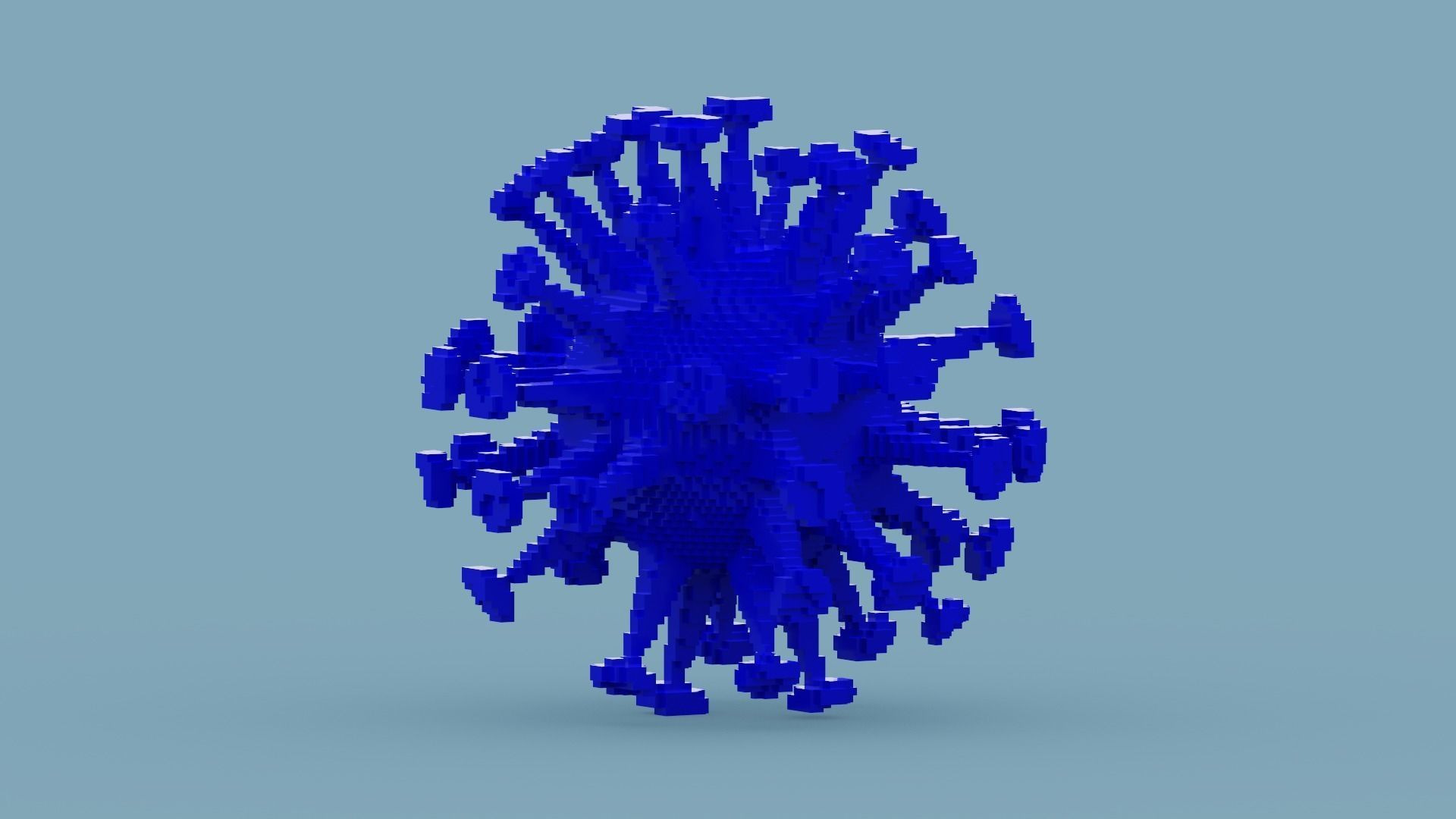 Voxel Blue Virus Low-poly 3D model_2