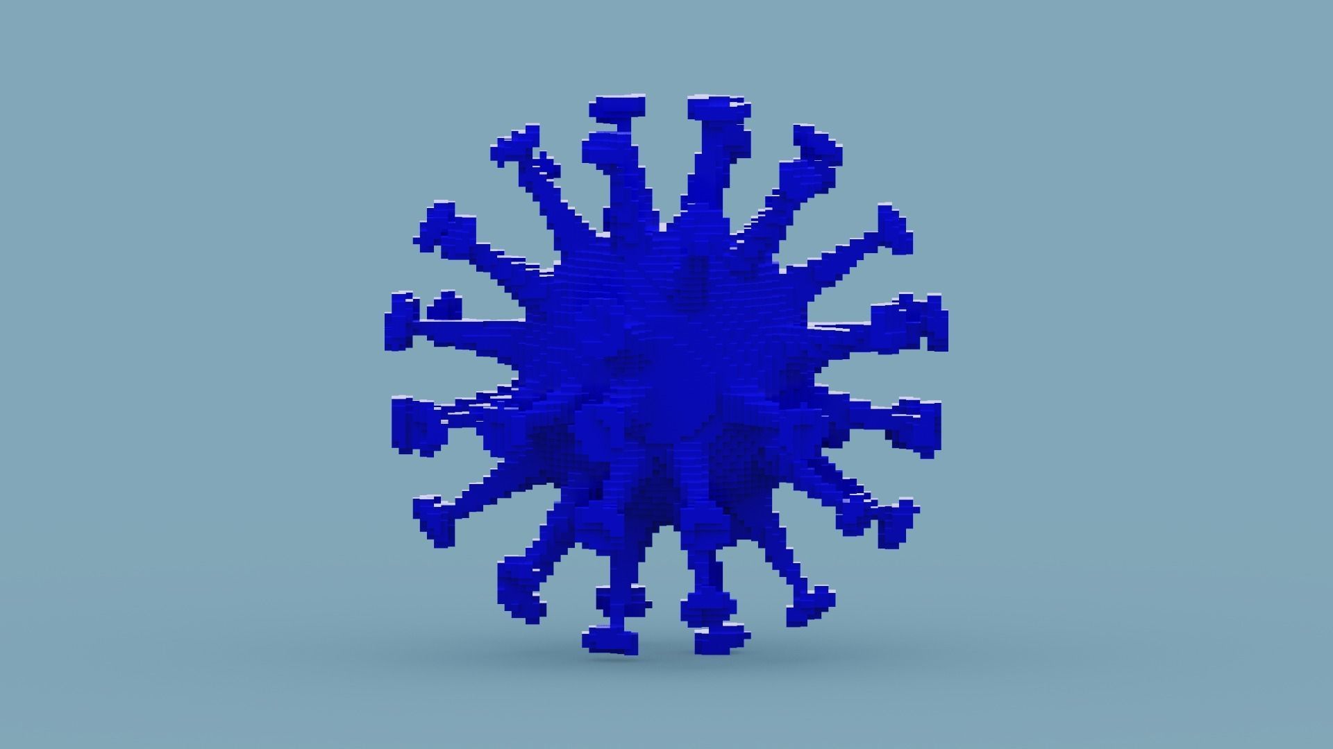 Voxel Blue Virus Low-poly 3D model_6