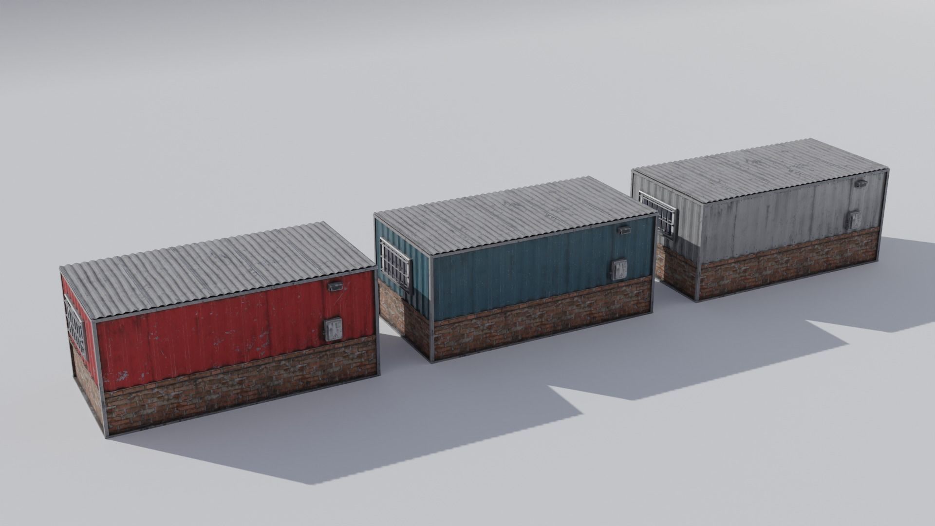 Small Utility Building Set 4K and 2K Low-poly 3D model_3