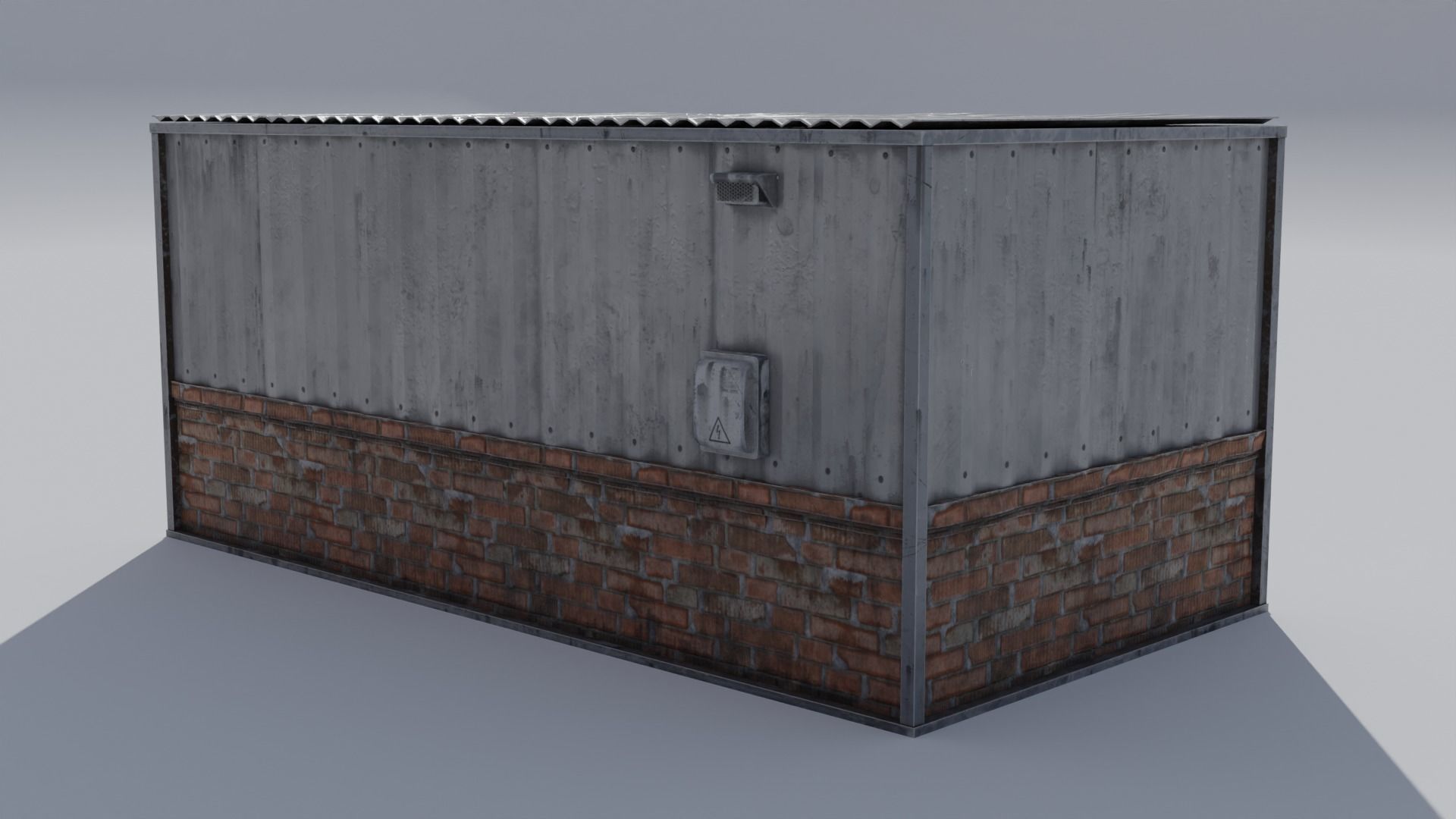 Small Utility Building Set 4K and 2K Low-poly 3D model_8