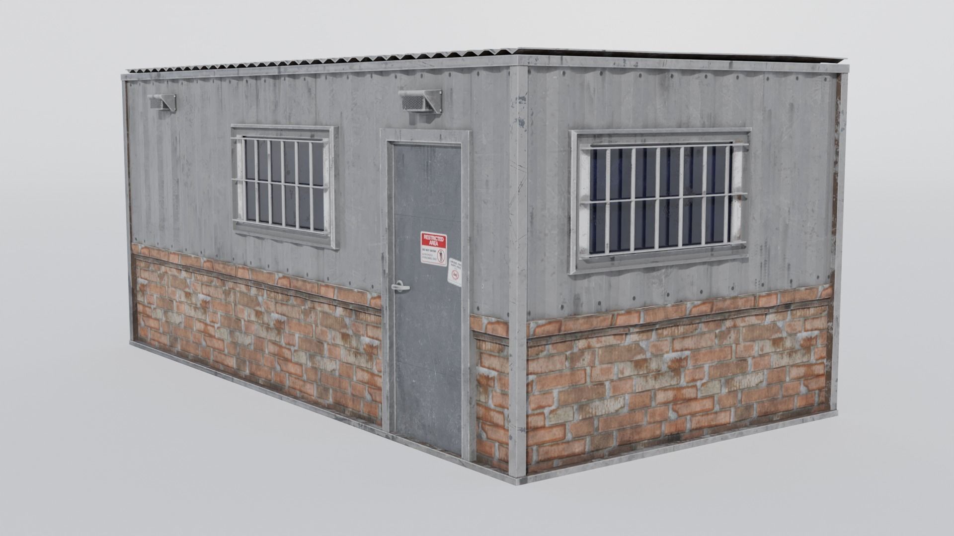 Small Utility Building Set 4K and 2K Low-poly 3D model_7