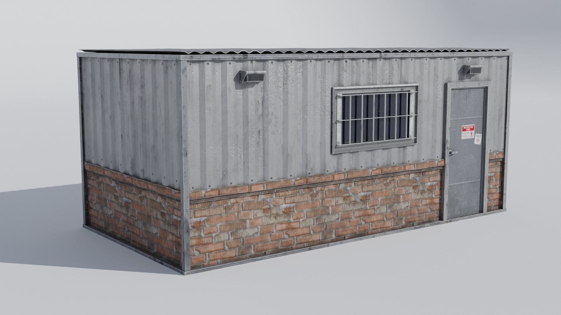 Small Utility Building Set 4K and 2K Low-poly 3D model_6