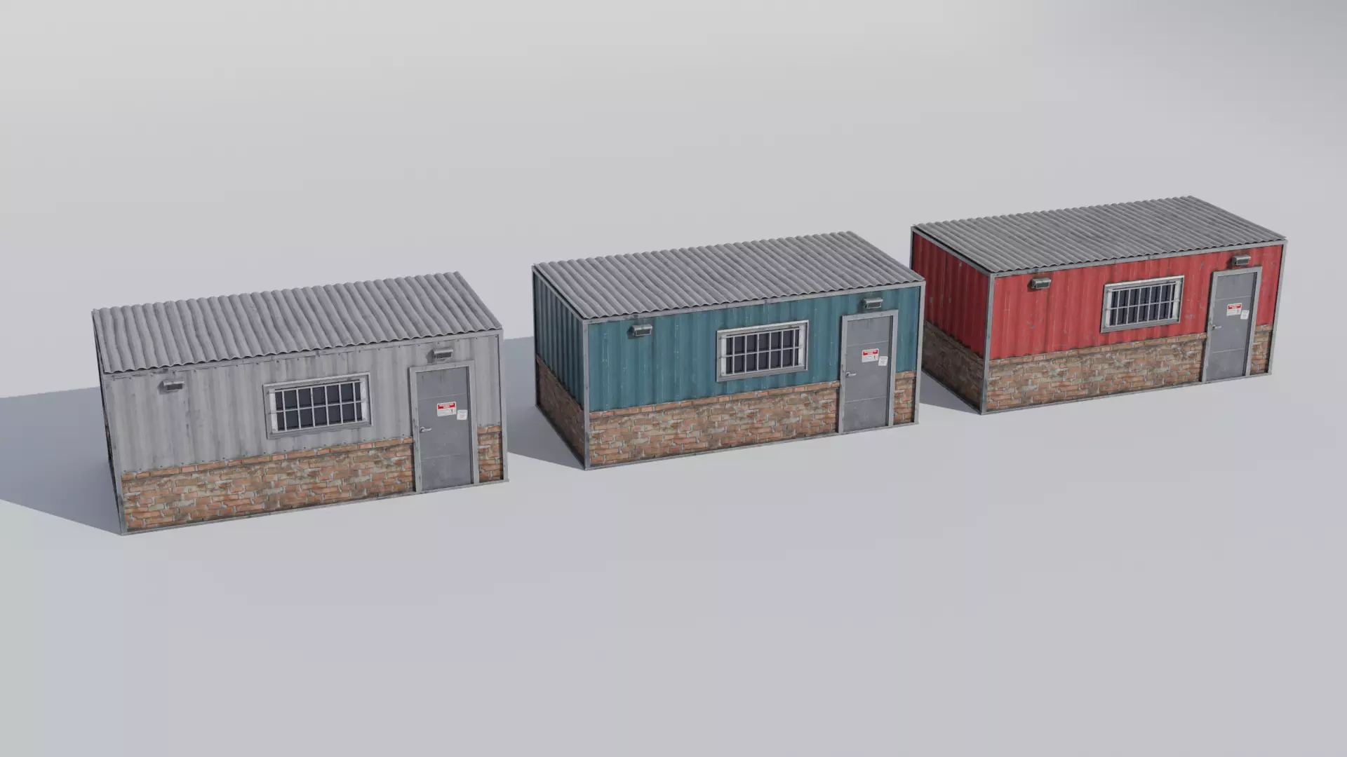 Small Utility Building Set 4K and 2K Low-poly 3D model_0