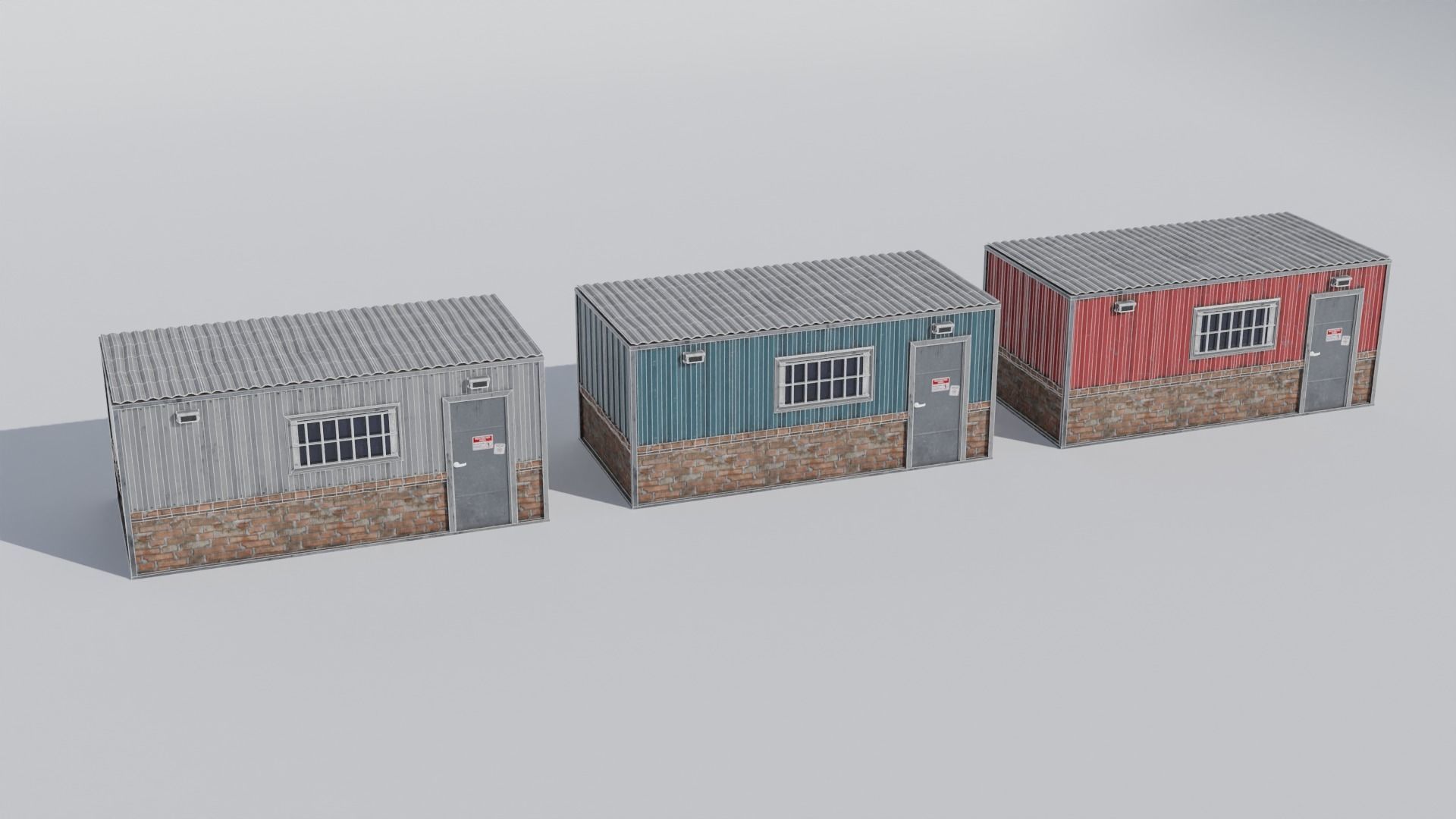 Small Utility Building Set 4K and 2K Low-poly 3D model_1