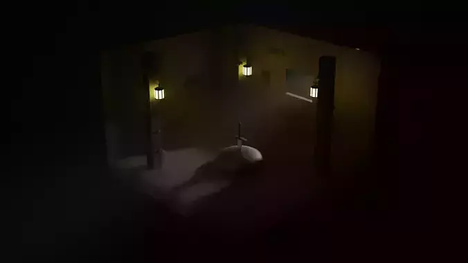 Low Poly dark dungeons room