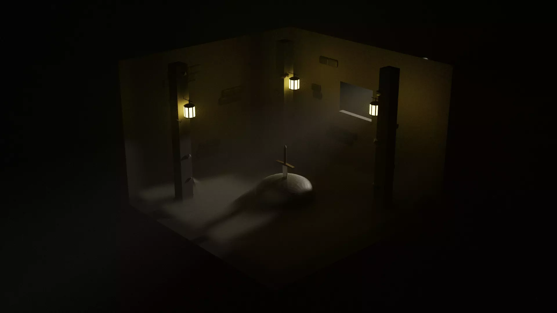 Low Poly dark dungeons room Free low-poly 3D model_0