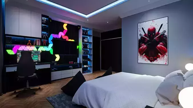 Bedroom Boys Gaming Blender - Fbx - Obj 3D model