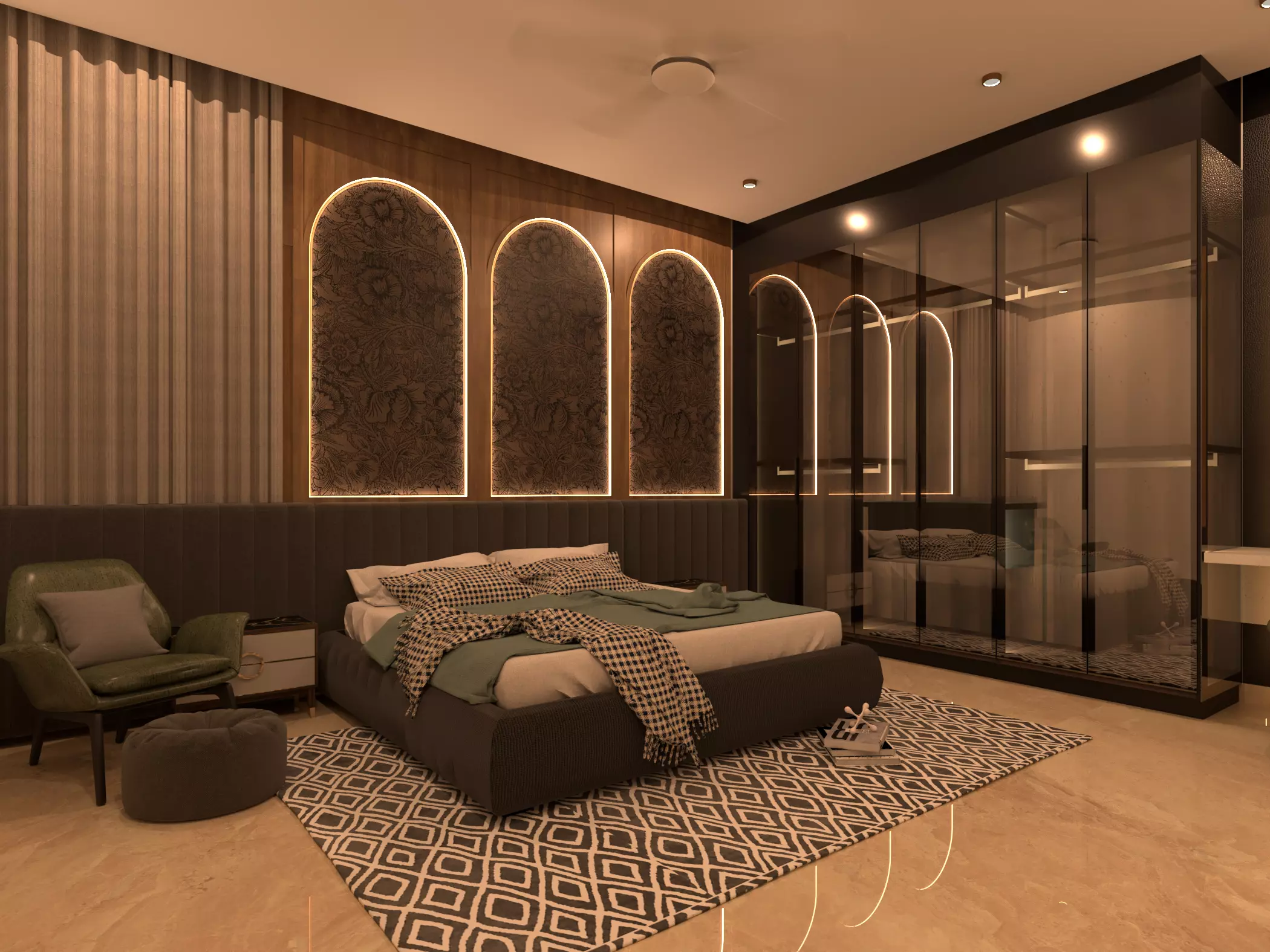 Grand Bedroom Design Ready to Render Setting  Free 3D model_0