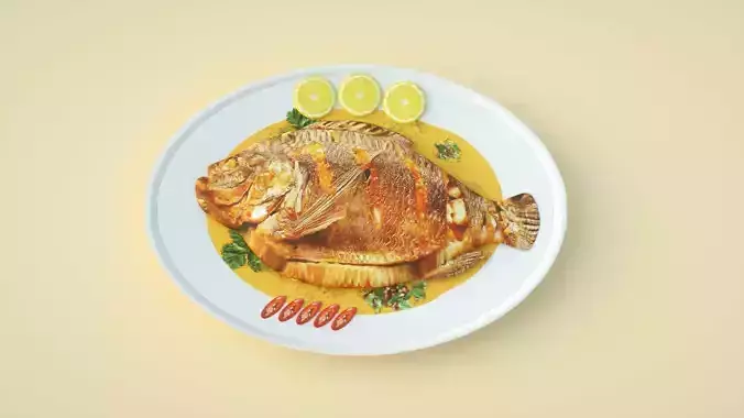 Braised fish  Braised red chang fish dishes C4D model