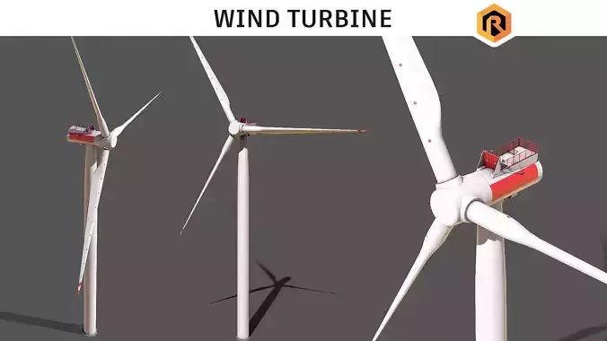 Wind Turbine Low-poly 3D model