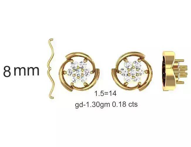 Women Solitaire Earrings 3D print model