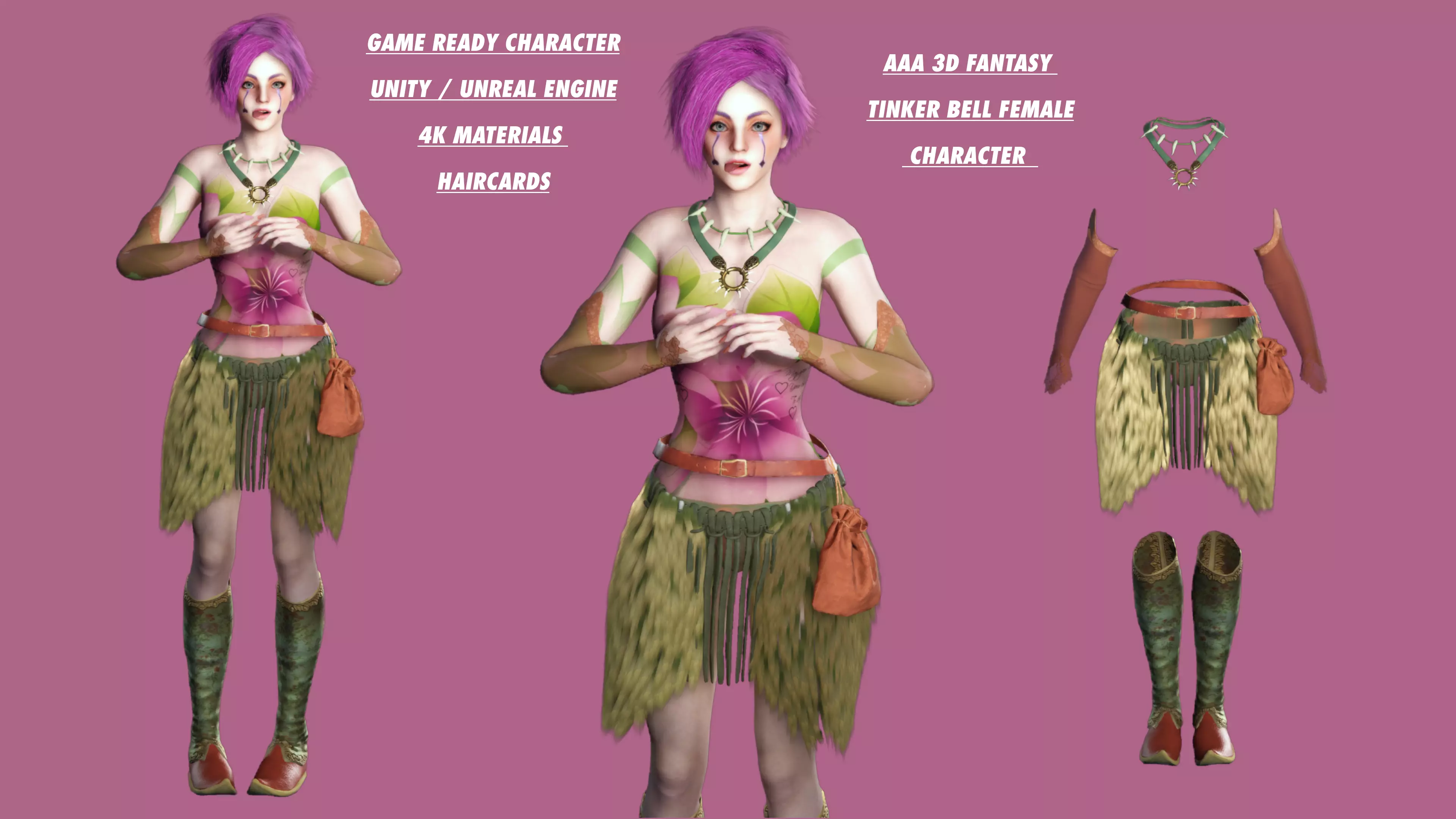 AAA 3D TINKER BELL CHARACTER - REALISTIC STYLE  Low-poly 3D model_0