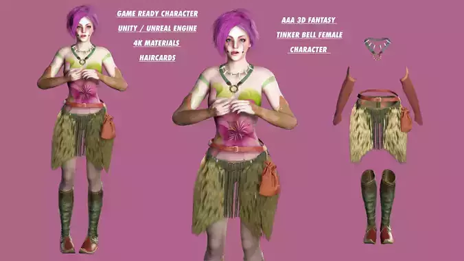 AAA 3D TINKER BELL CHARACTER - REALISTIC STYLE  Low-poly 3D model AAA 3D TINKER BELL CHARACTER - REALISTIC STYLE  Low-poly 3D model