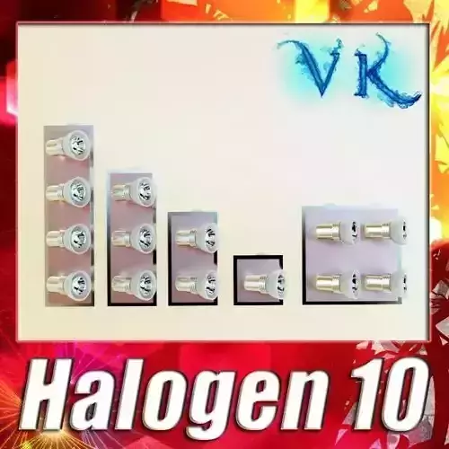 Halogen Lamp Set 10 Photoreal 3D model