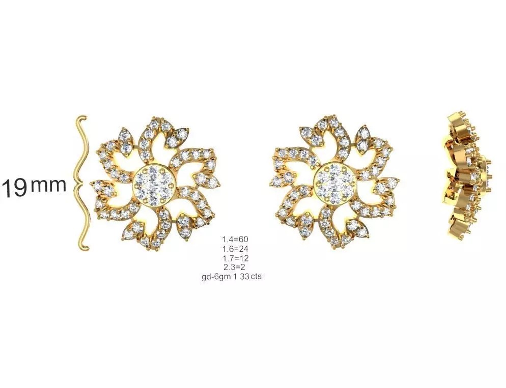 Women Solitaire Earrings 3D print model_0