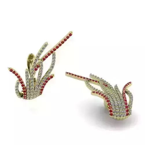 Leaf-shaped stud earrings for women Model 2193