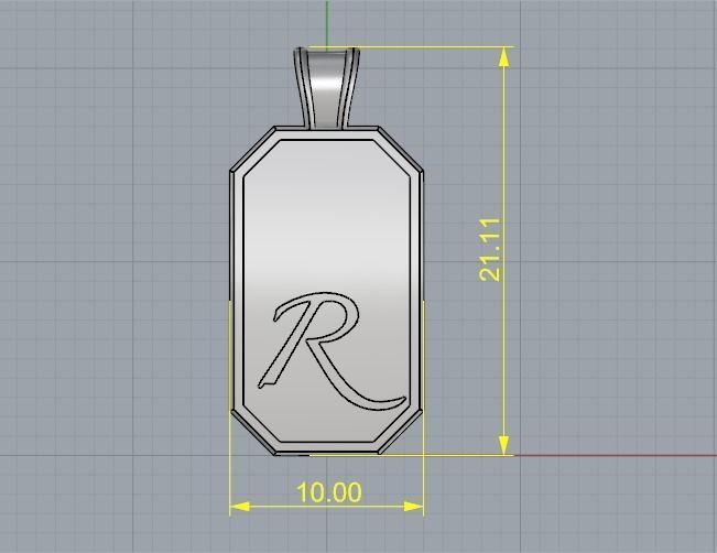 Pendant with the letter R Model 2203 3D print model_6