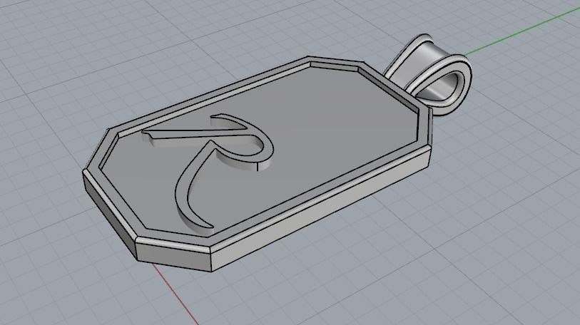 Pendant with the letter R Model 2203 3D print model_2