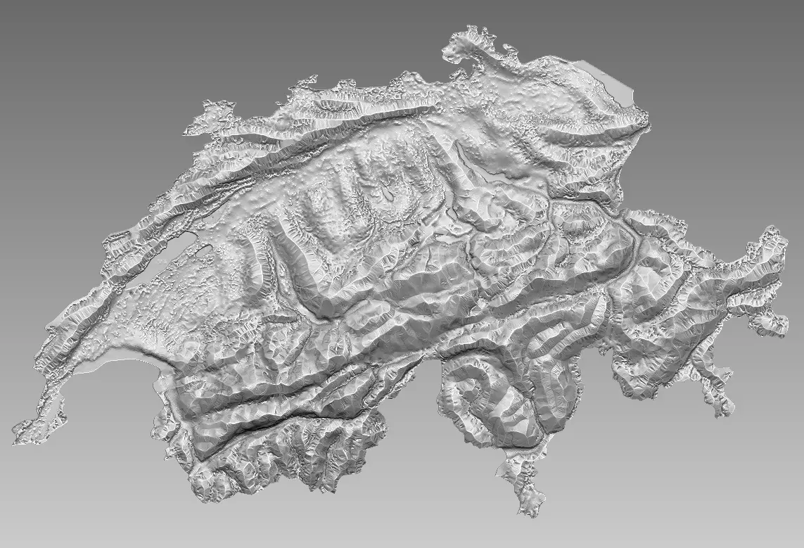 Swiss map 3D print model
