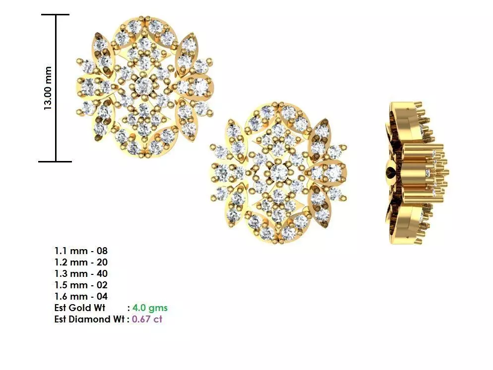 Women Solitaire Diamond Earrings 3D print model_0