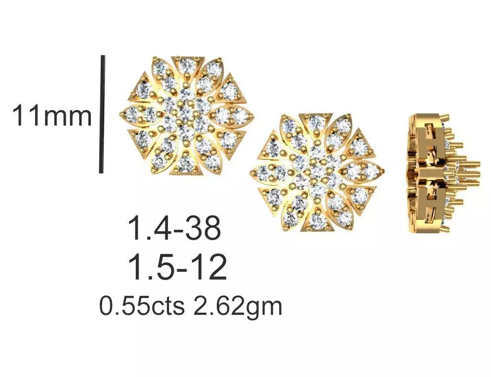 Women Solitaire Diamond Earrings 3D print model_0