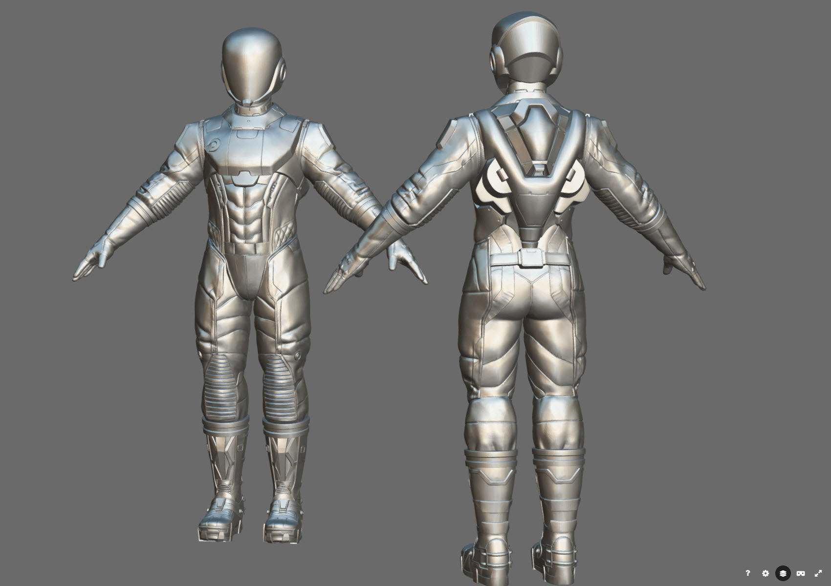 High poly  Astronaut Spacesuit Space Suit 3D print model_12
