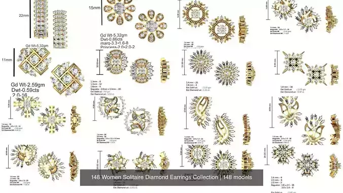148 Women Solitaire Diamond Earrings Collection