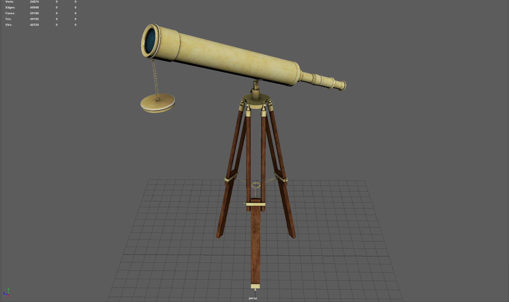 Telescope on tripod Low-poly 3D model_3