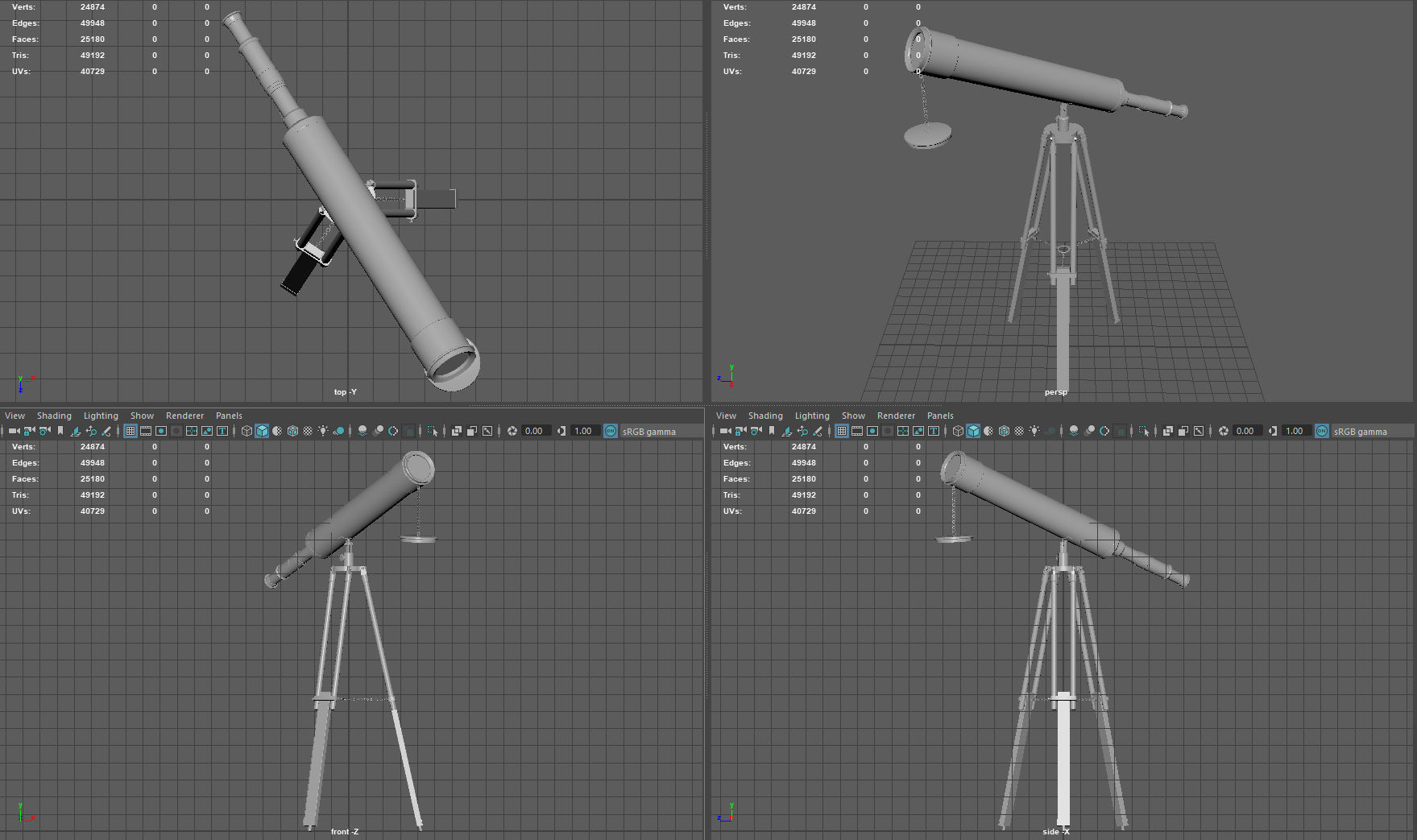 Telescope on tripod Low-poly 3D model_7