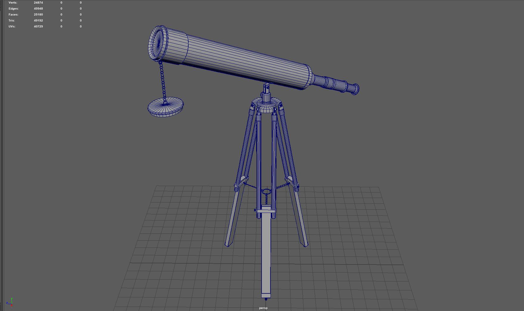 Telescope on tripod Low-poly 3D model_5