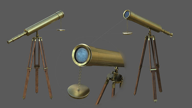 Telescope on tripod Low-poly 3D model