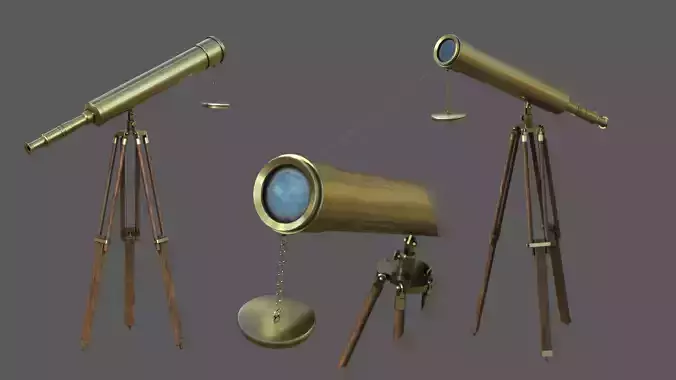 Telescope on tripod Low-poly 3D model