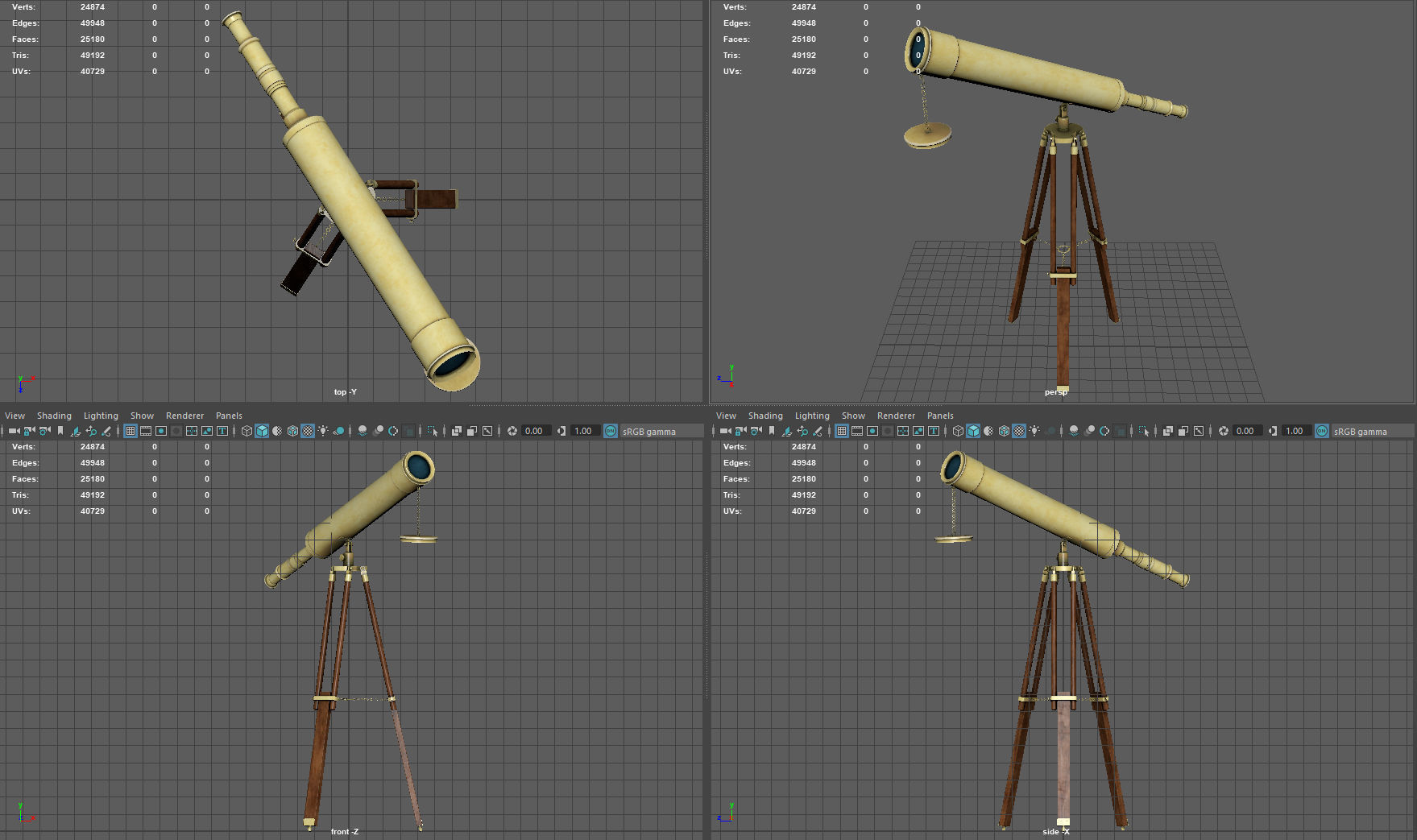 Telescope on tripod Low-poly 3D model_6