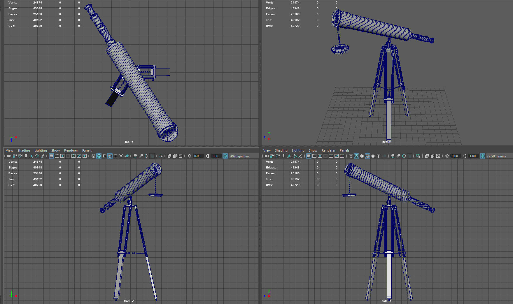 Telescope on tripod Low-poly 3D model_8