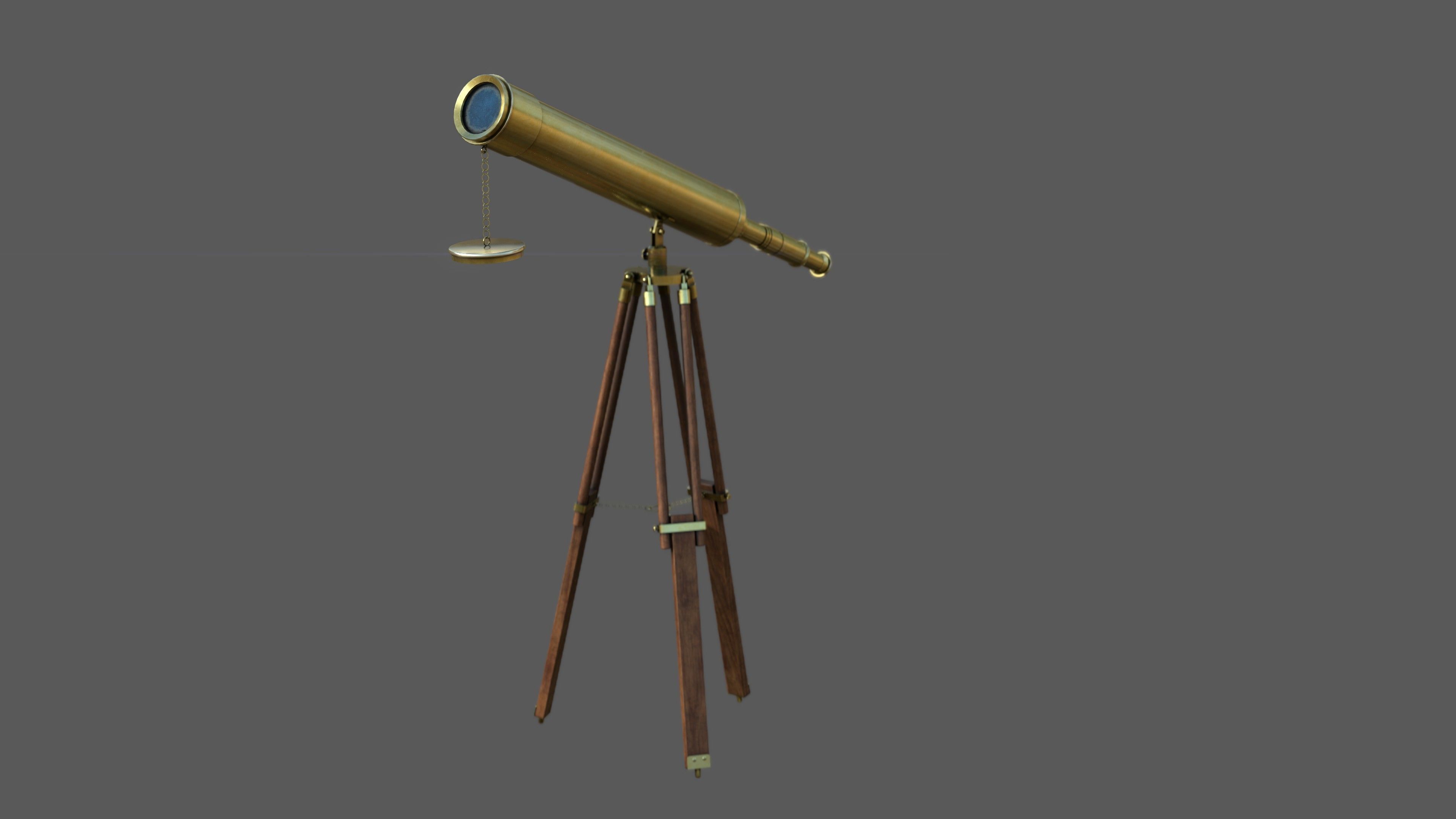 Telescope on tripod Low-poly 3D model_2
