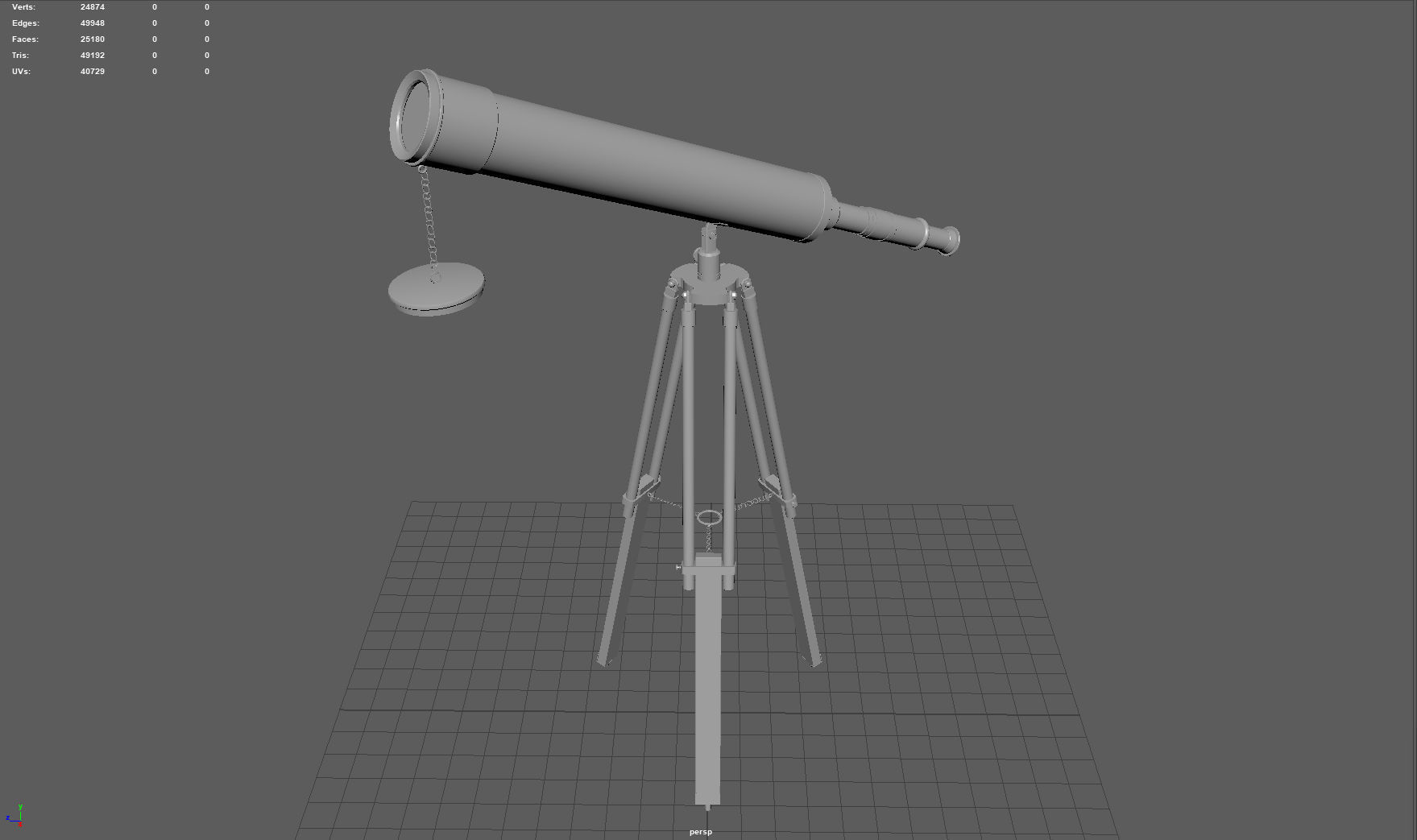 Telescope on tripod Low-poly 3D model_4