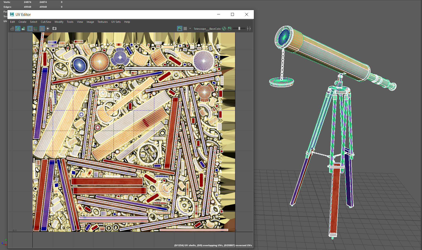 Telescope on tripod Low-poly 3D model_9