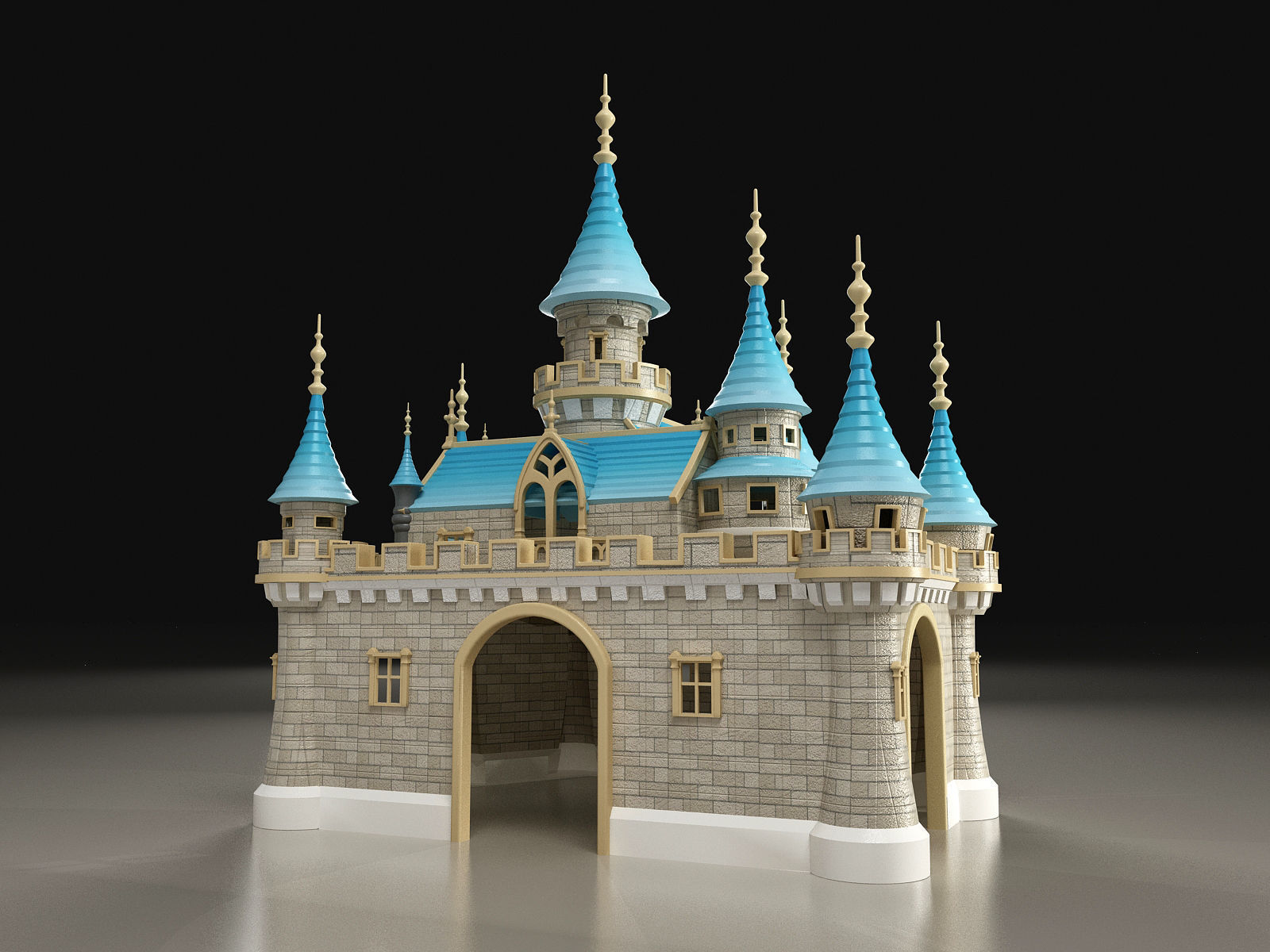 Castle with turrets  3D print model_0