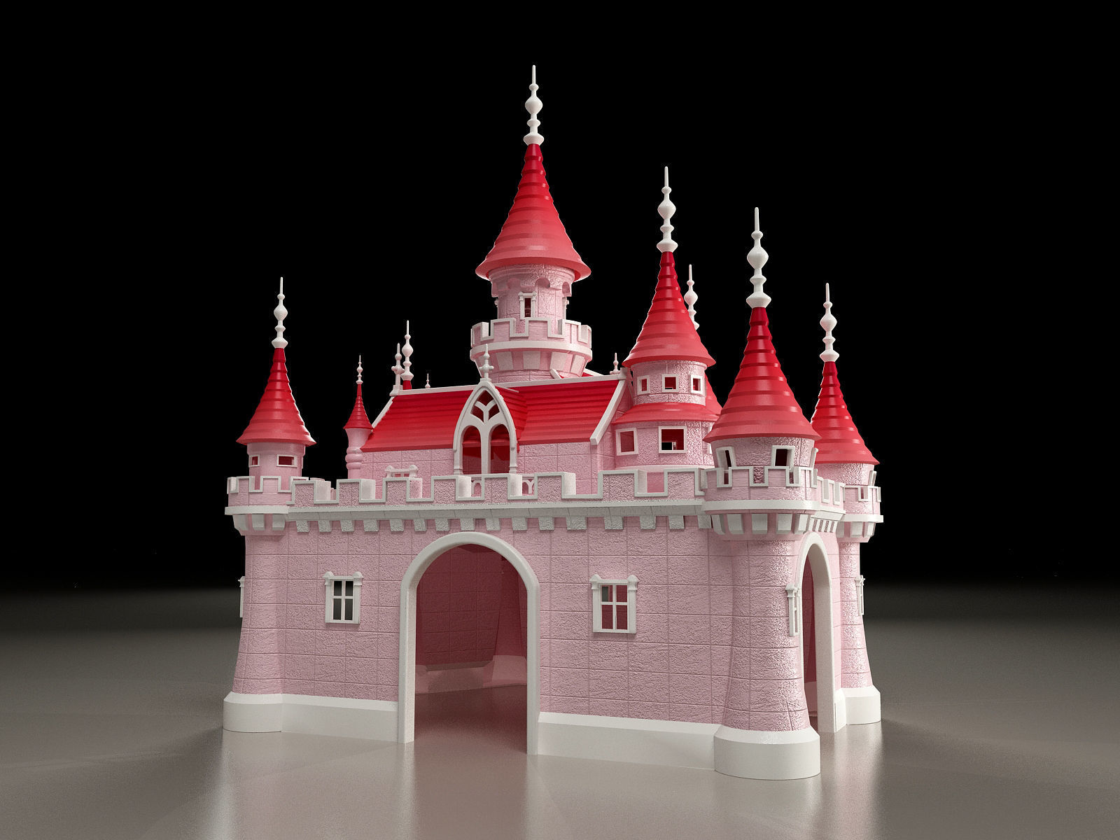 Castle with turrets  3D print model_3