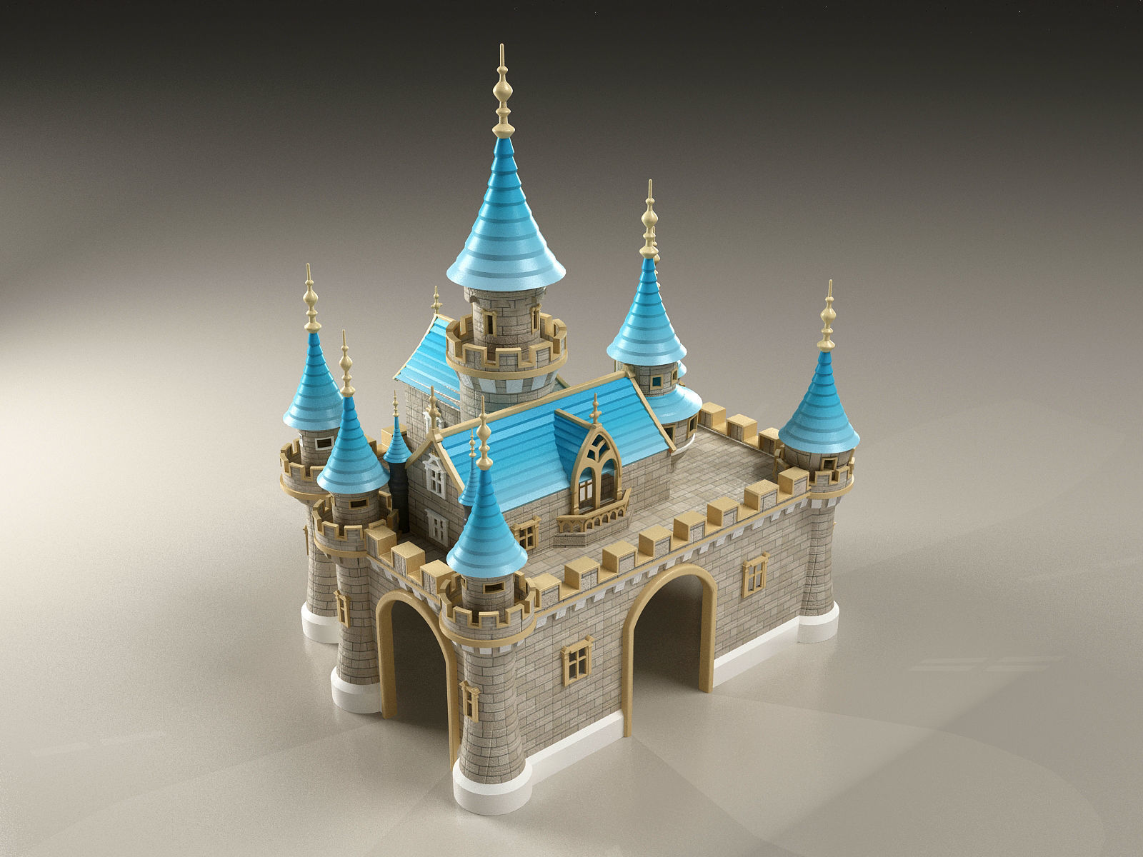 Castle with turrets  3D print model_1