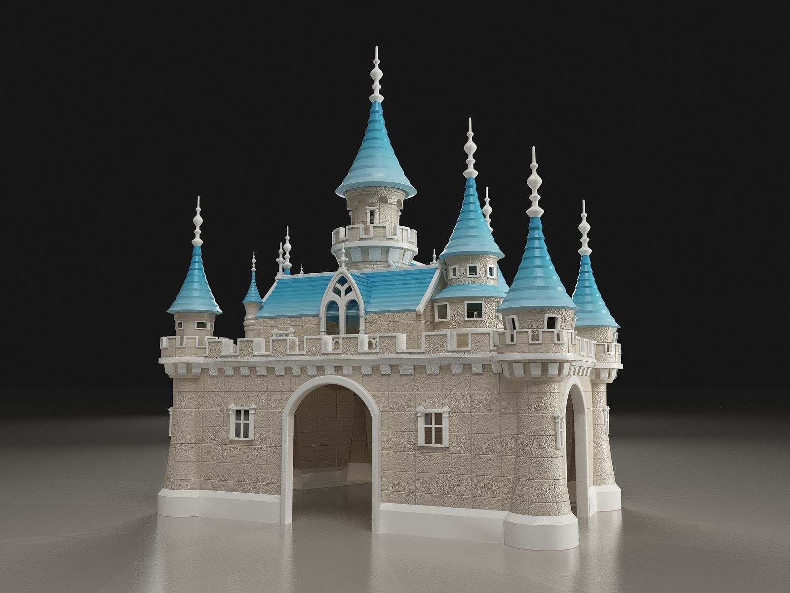 Castle with turrets  3D print model_2