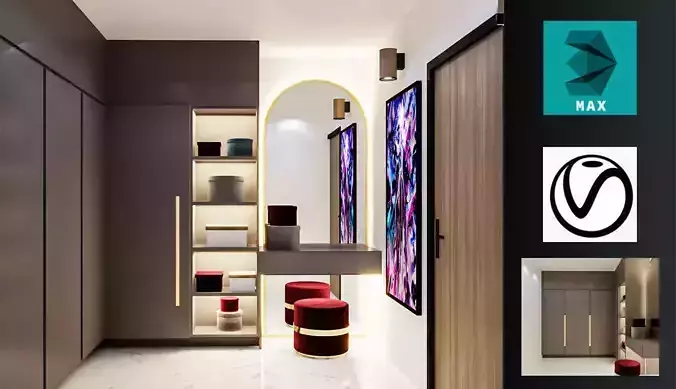 Dressing Room modern01 3D model