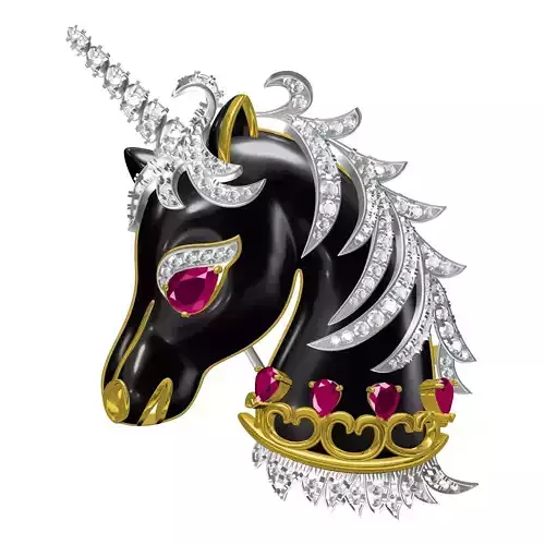 Unicorn Brooch 3D print model