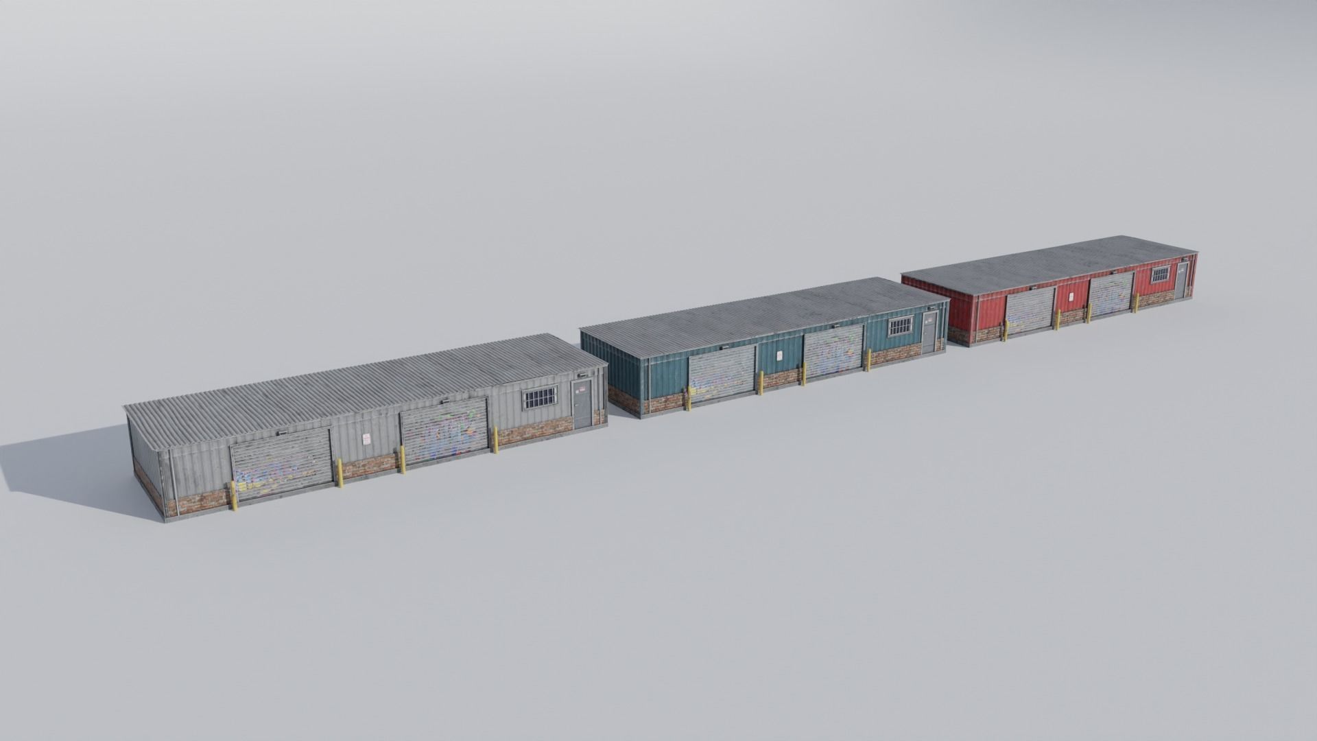 Small Industrial Utility Garage 4K and 2K Low-poly 3D model_8