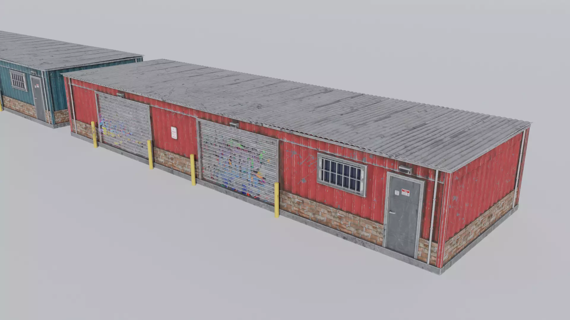 Small Industrial Utility Garage 4K and 2K Low-poly 3D model