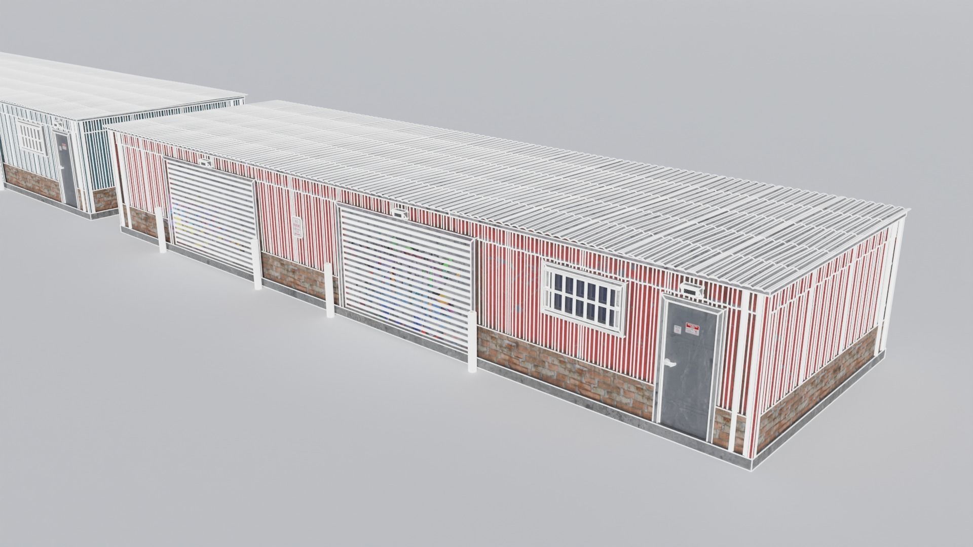 Small Industrial Utility Garage 4K and 2K Low-poly 3D model_1